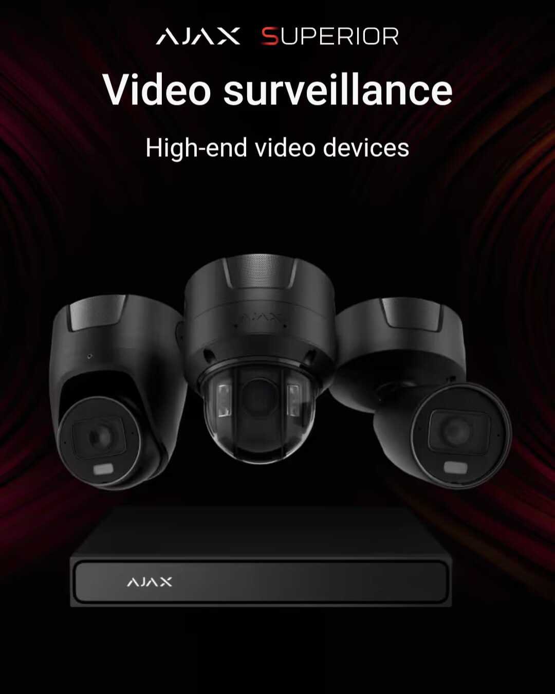 Ajax Superior dome, bullet and turret cameras with NVR