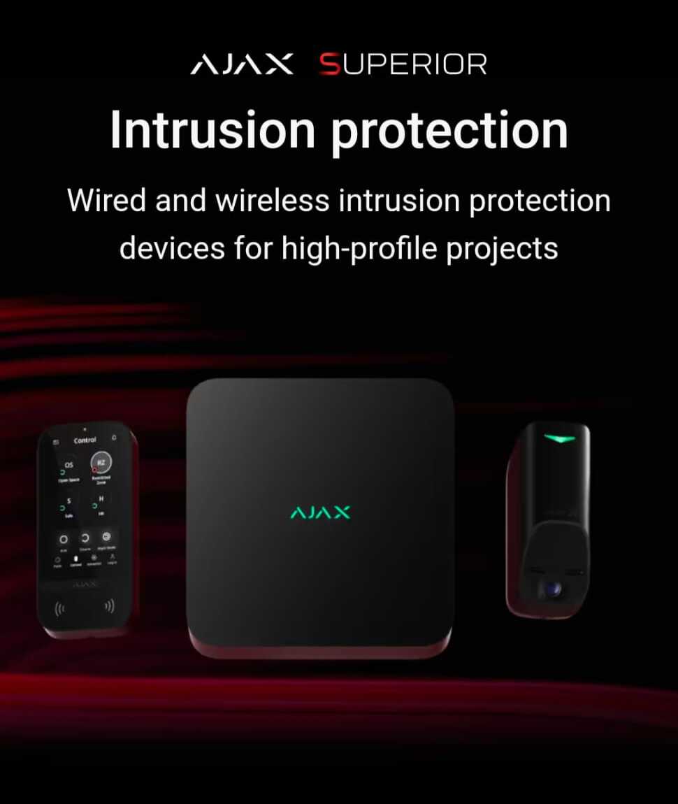Ajax Superior keypad, hub and outdoor camera